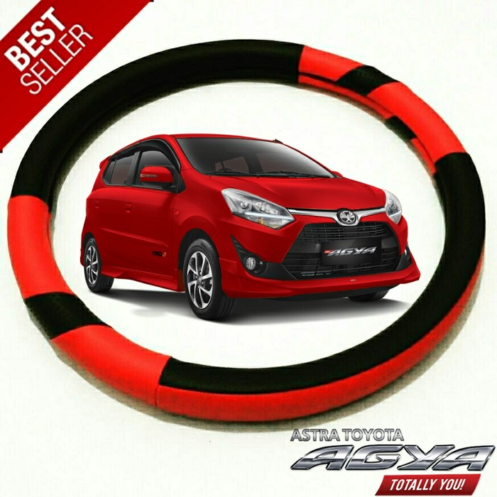 Cover Stir Mobil Agya Sarung Stir Setir Toyota Agya Pelindung Steer Mobil Toyota AGYA Merah