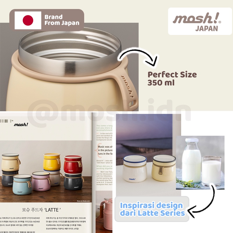 Mosh Straw Latte Tumbler 480ML BLACK &amp; Mosh Food Pot 350ML IVORY