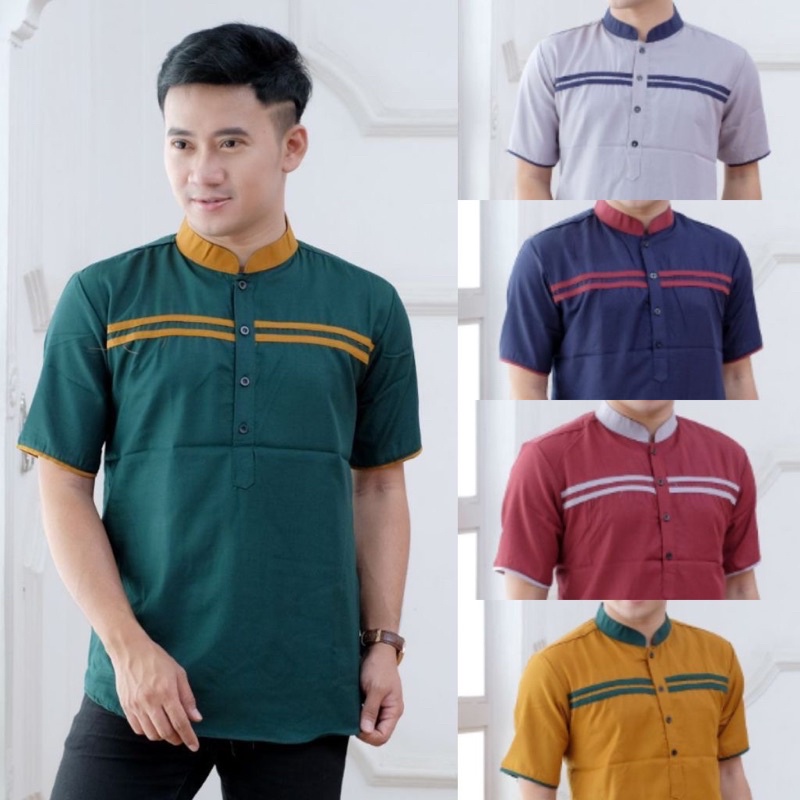 Baju Koko Kurta Dewasa Lengan Pendek Material Catton Adem Serap Keringat