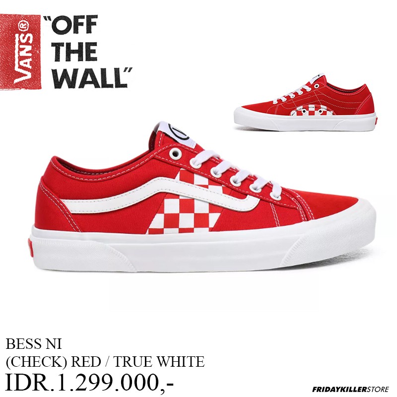 SEPATU VANS OFF THE WALL | BESS NI CHECK RED TRUE WHT