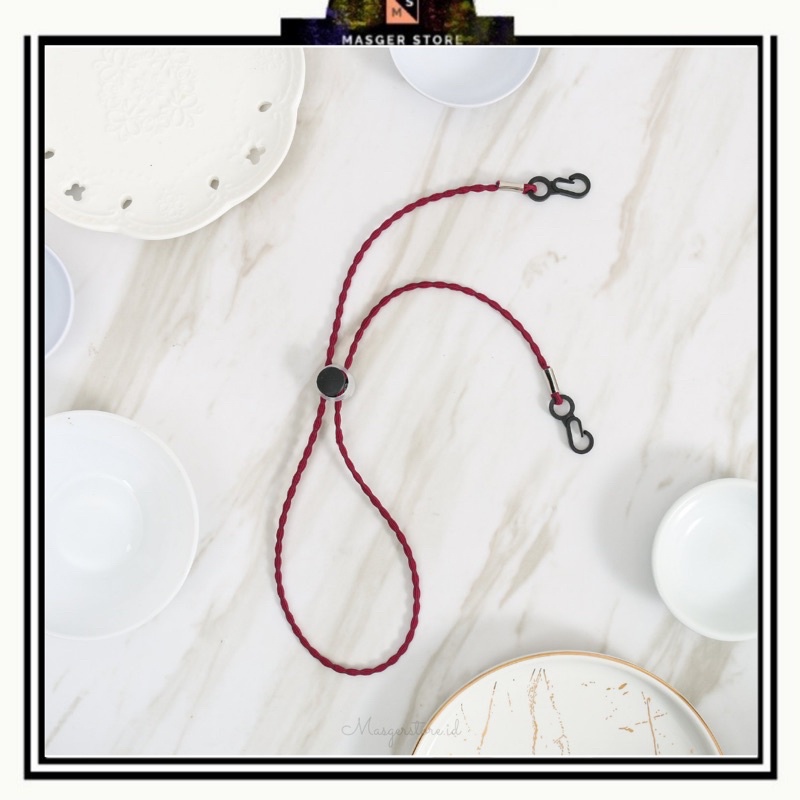Kalung Masker Hijab 2in1 Strap Masker Elastis Stretchy Tali masker Kalung Strap Mask Hijab Strap Mask Premium-Strech Ethnic Maroon