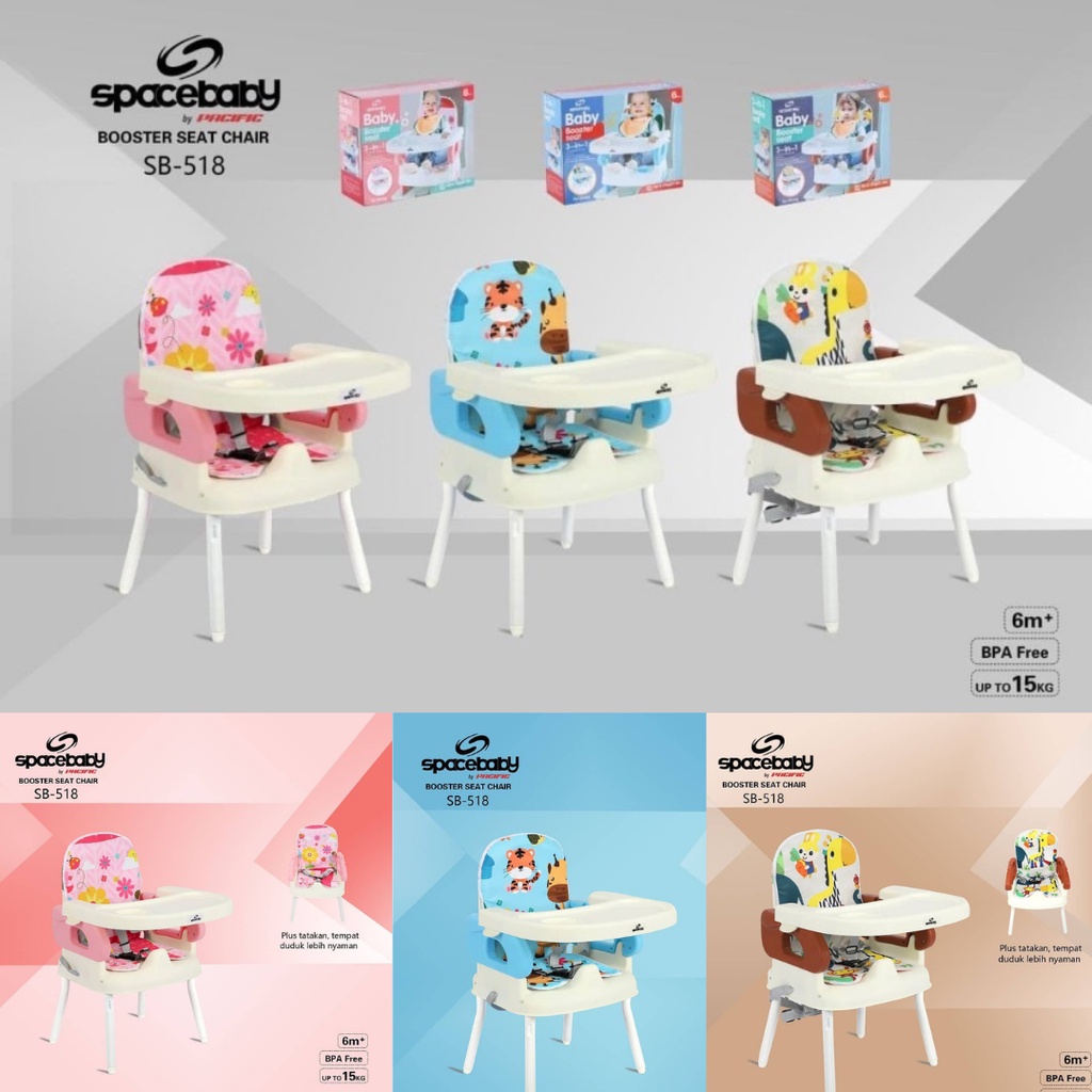 SPACE BABY BOOSTER SEAT CHAIR SB-518 Kursi Makan Anak SB 518 Spacebaby pink