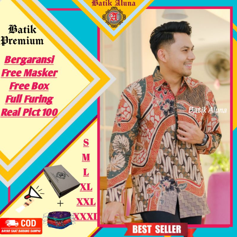 BAJU BATIK PRIA KEMEJA BATIK LENGAN PANJANG PRIA BATIK SOLO BAHAN KATUN SUPER PREMIUM ADEM DINGIN DI