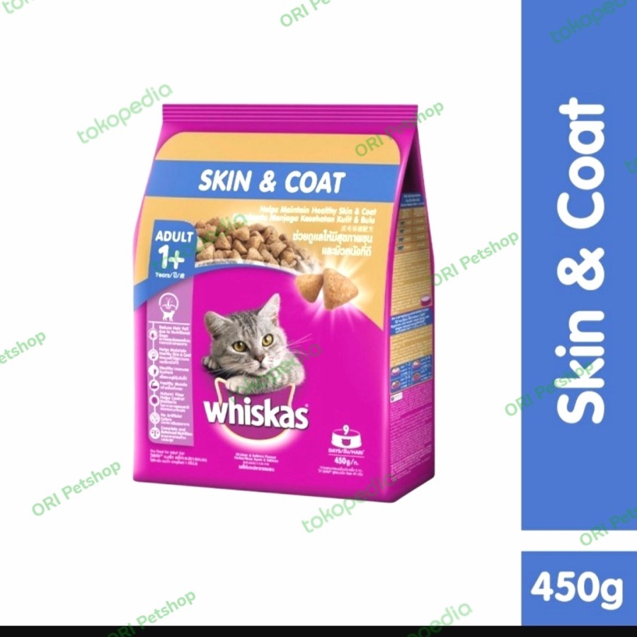 WHISKAS MAKANAN KUCING KERING ADULT FUNGSIONAL 450gr - SKIN&amp;COAT