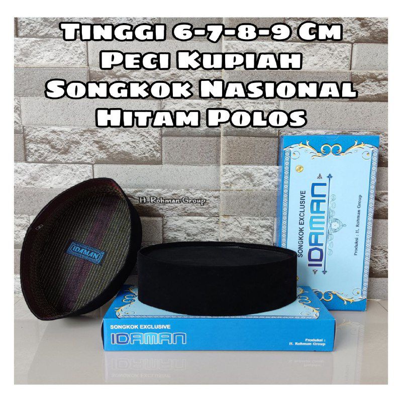 peci tinggi 7cm hitam polos murah peci tinggi 6cm hitam polos peci tinggi 8cm hitam polos kopiah tin