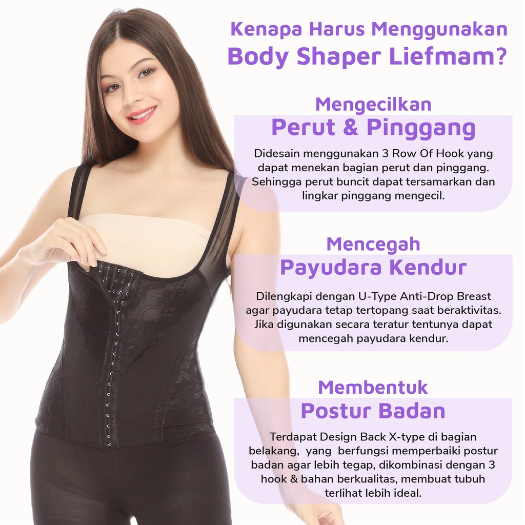 [M-5XL] Body Shaper Liefmam (Zaraya) Original - Korset Tanktop Pengencang Payudara &amp; Pengecil Perut