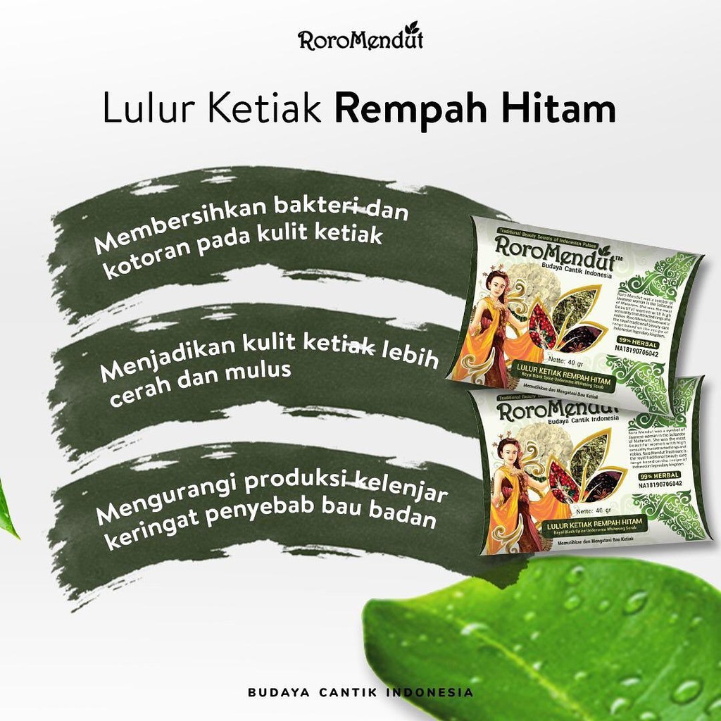Lulur Ketiak Rempah Hitam Roro Mendut/Lulur Ketiak Asli/Pemutih Ketiak/Pencerah Ketiak