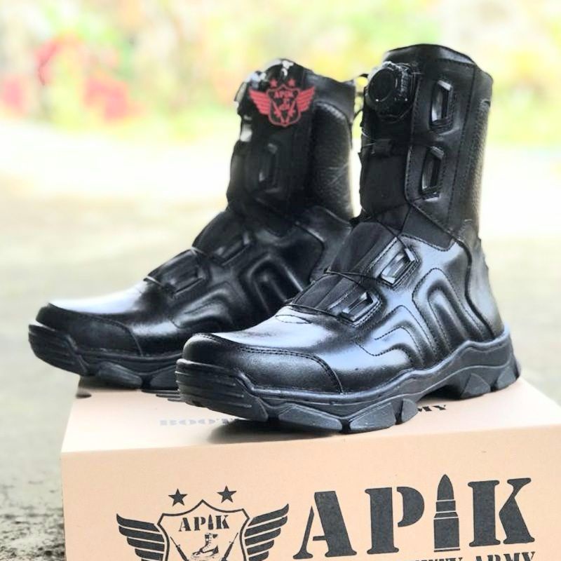 SEPATU PDL TALI PUTAR MERK APIK BAHAN KULIT SAPI ASLI SEPATU PDL DINAS LAPANGAN TNI POLRI SECURITY SATPAM