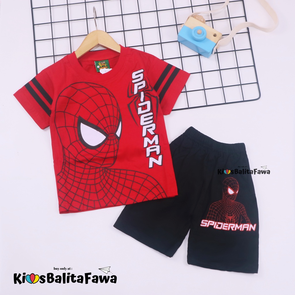 Setelan Pendek SuperHero Uk 9-10 Tahun / Kaos Murah Anak Laki Cowok Celana Pendek Baju Karakter