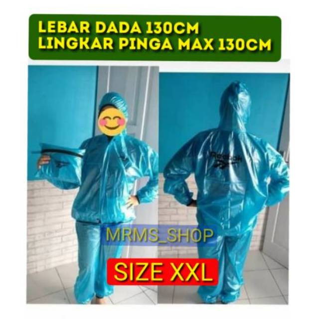 Jas hujan sauna suit jaket celana polkadot warna REBOOK XXL