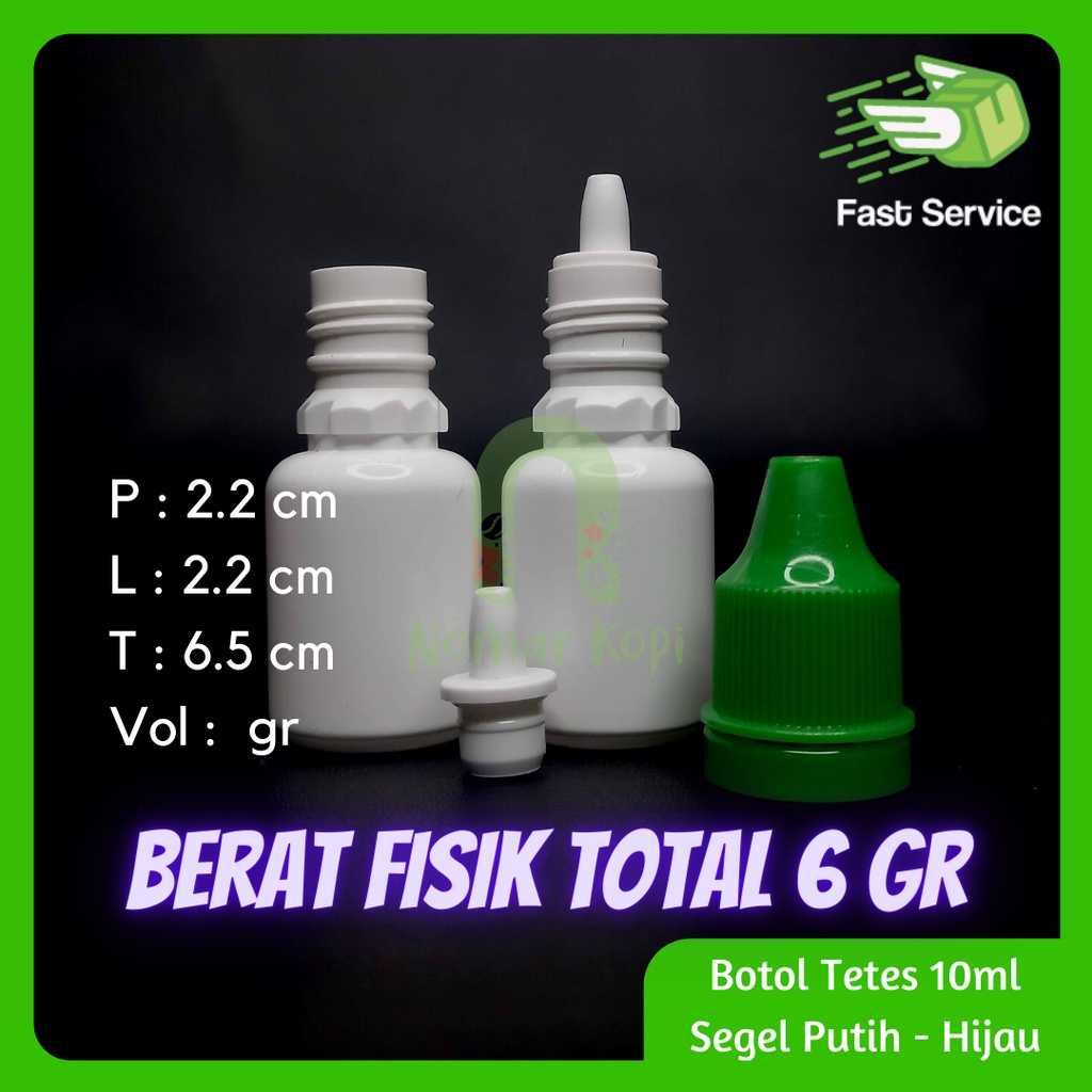 Botol Tetes 10ml Putih Tutup Segel Plug Tebal Murah