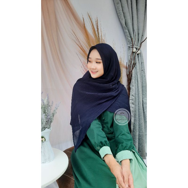 Tanpa garis tengah COD Ori Mahreen pashmina plisket shawl pleated prisket ceruty babydoll