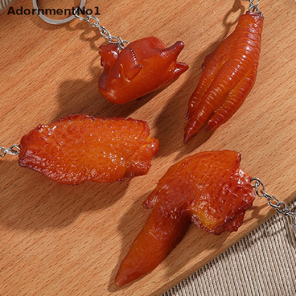 [AdornmentNo1] Creative Funny PVC Food Keychain Pig's Trotters Chicken Wings Metal Keyring Gift [new]