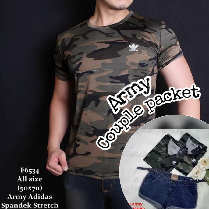 (PROMO) COUPLE PAKET ARMY / BUNDLING kaos couple army loreng camo pria wanita