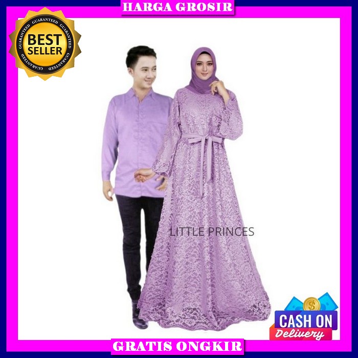 Baju Cauple Brukat Pasangan Muslim Casual Kondangan Terbaru 2023 Cp Marina Kekinian Elegan Ukuran Xl