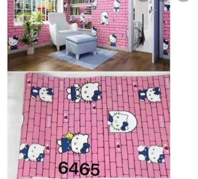 WALLPAPER DINDING MOTIF HELLO KITTY BATA 10m x 45cm