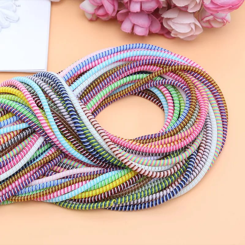 Tali Warna Pelindung Kabel Spiral untuk Charger, Headset Anti-Kotor Anti-Putus