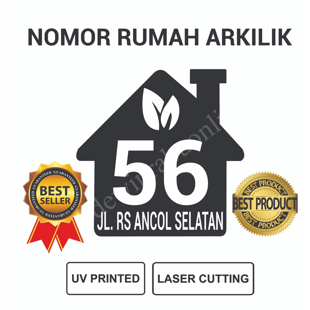 Nomor Rumah Akrilik / Acrylic / Papan Nomer Rumah Laser Cut Plat Nomor Rumah