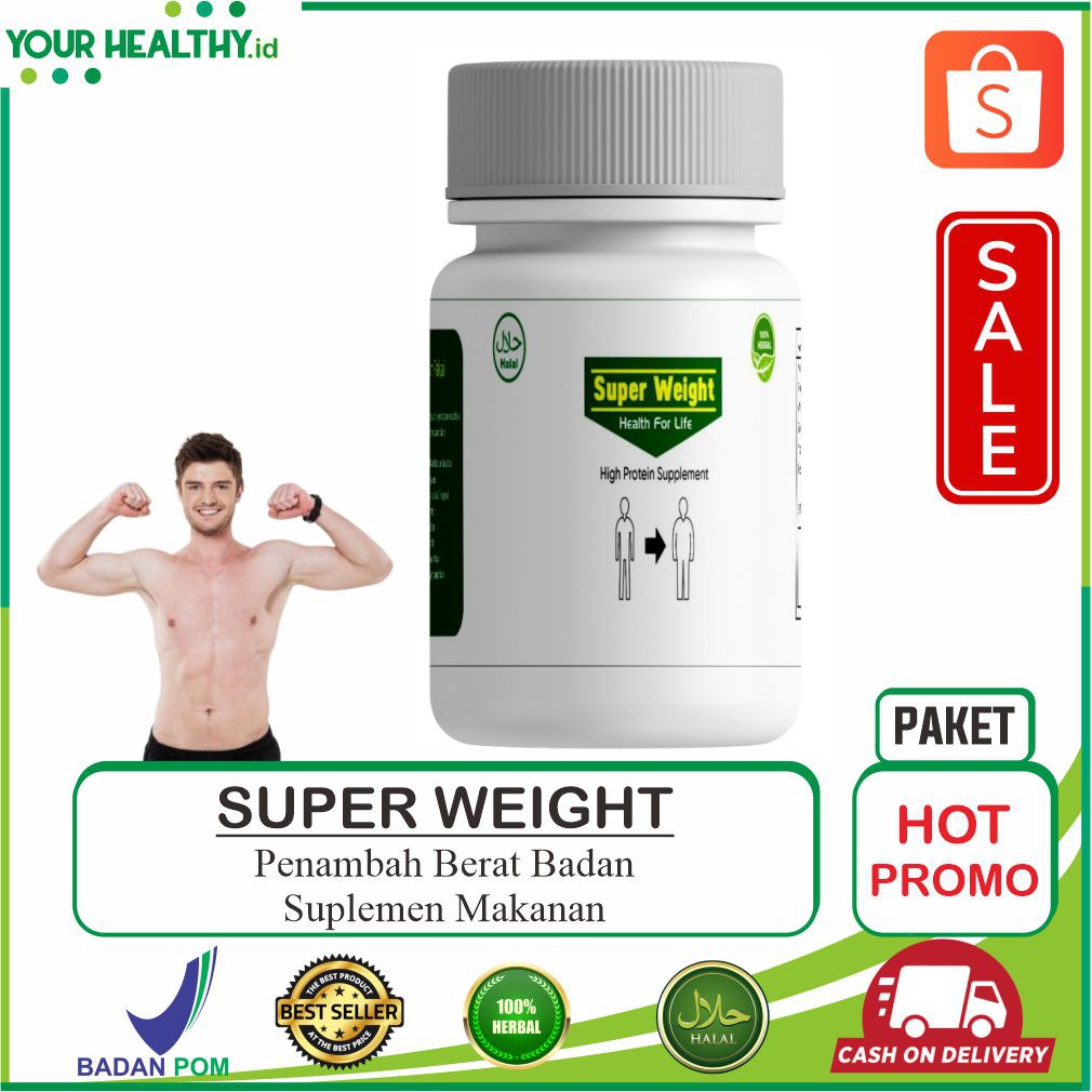 SUPER WEIGHT - Suplemen Penambah Berat Badan/Penambah Berat Badan Pria&Wanita/Herbal/Zinc/Kapsul