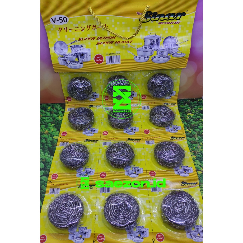 GOSOK PANCI SABUT KAWAT STAINLESS ANTI KARAT MEREK SINAR / SIKAT KAWAT CUCI PANCI / SIKAT KAWAT CUCI