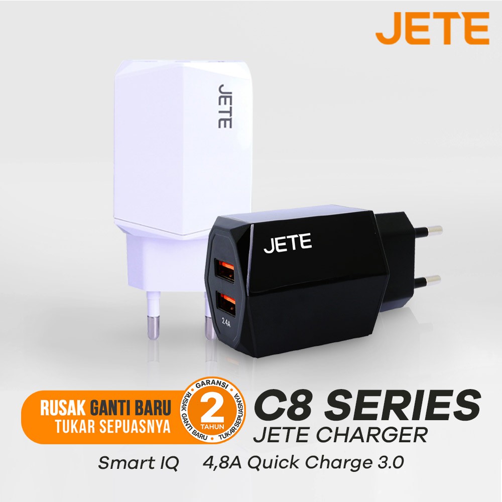 Batok Charger C8 Series Jete Dykie Dual Output Qualcomm Quick Charge 3.0