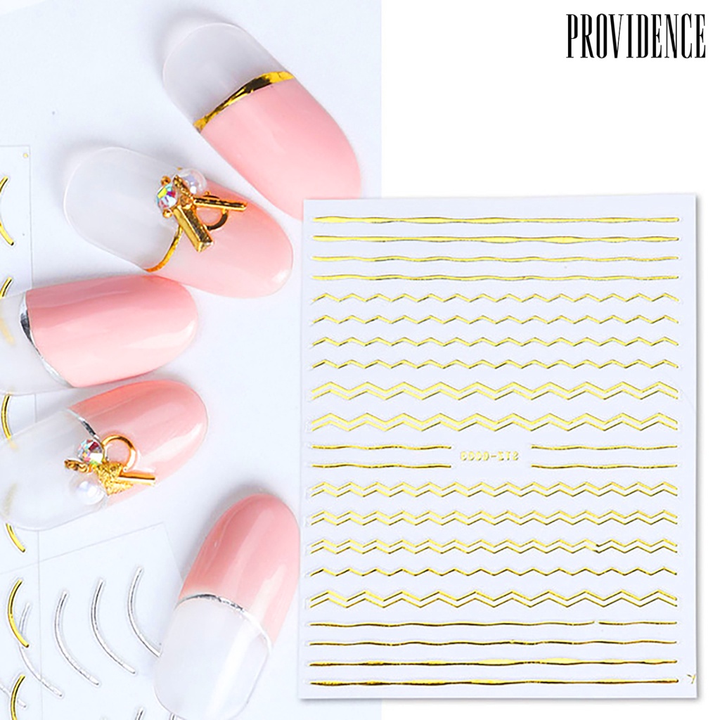 Providence Nail Art Sticker Gold Colour Geometry Shapes PET Material Long-lasting Nail Art Sticker For Salon