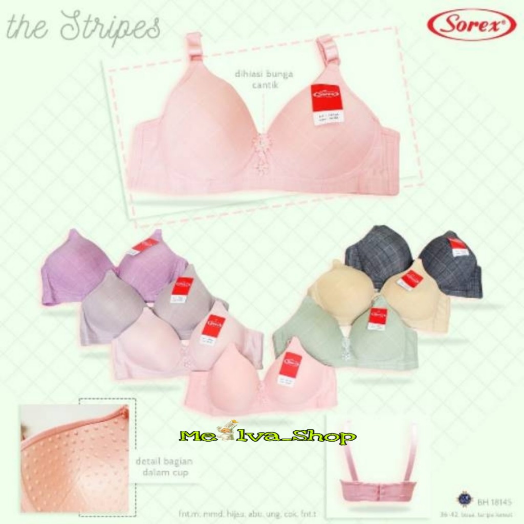 1 PCS BH BRA SOREX WANITA 18145 CUP BESAR TANPA KAWAT UK. 36 , 38 , 40 , 42