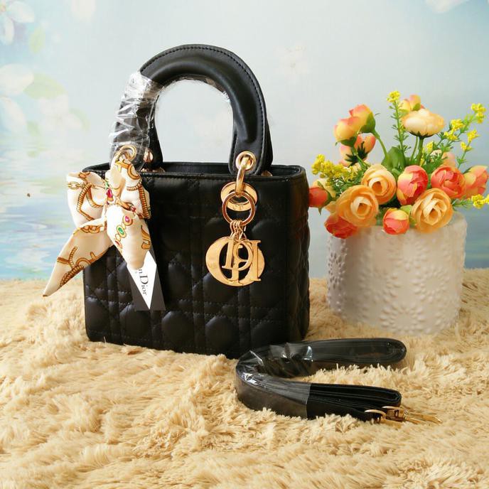 Bidinshop/DIOR DOVE MINI 18 + SYAL - HITAM