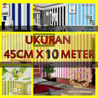 HARGA TERMURAH | Wallpaper Dinding Motif Salur Hijau | Size 45 cm x 10