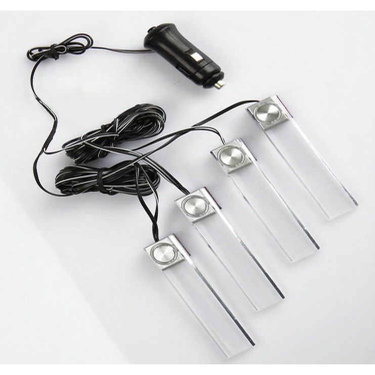 4 in 1 Lampu LED Akrilik Warna Hias Interior Mobil Plug n Play Colokan Rokok 12V