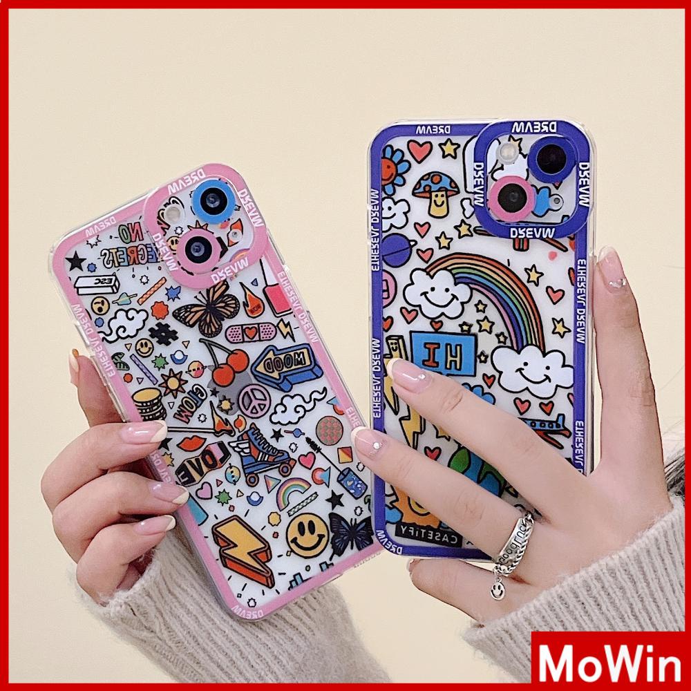 iPhone Case Silicone Soft Case TPU Clear Case Angel Eye Protection Camera Shockproof Rainbow Cloud Smiley For iPhone 13 Pro Max iPhone 12 Pro Max iPhone 11 iPhone 7 Plus