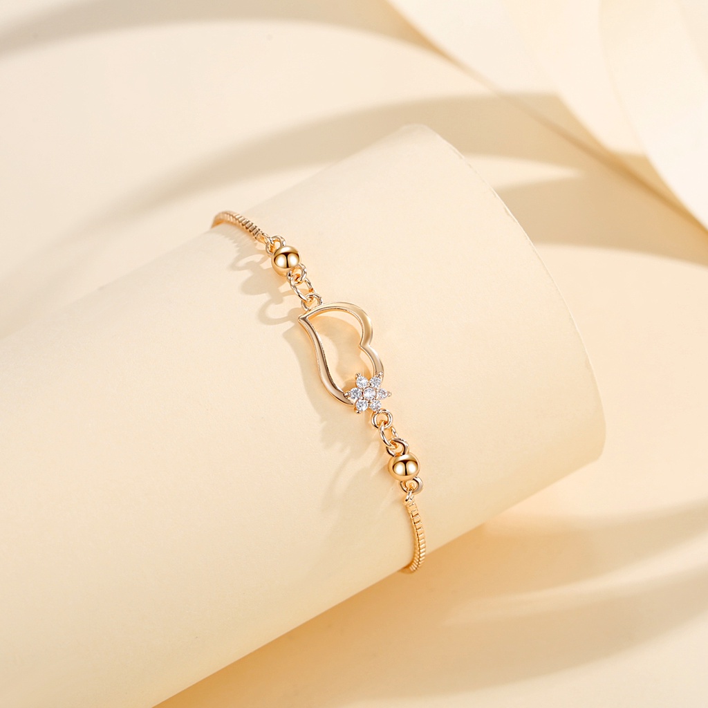 Y717 [COD✔] Gelang Wanita Korea Import Hati Gelang Titanium Gelang Wanita Anti Karat