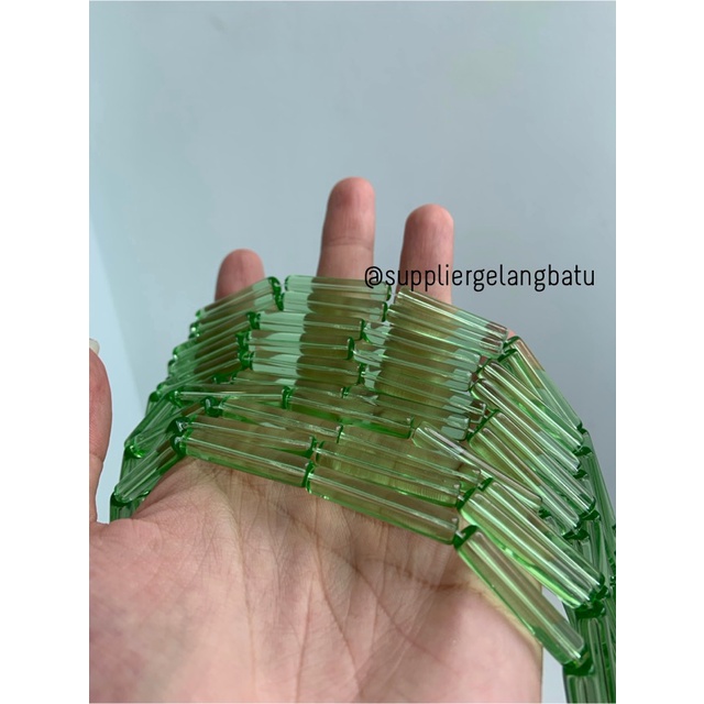 manik glass bead light green quartz 30 x 5mm prakarya gelang kalung