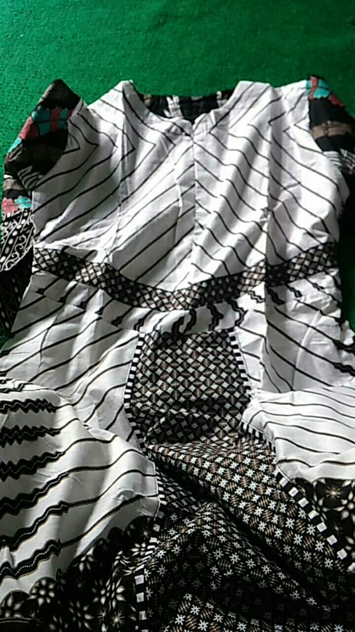 Gamis Batik Modern Murah Katun Halus Kombinasi Truntum, Ori Batik Aksara Pekalongan Big Size Jumbo