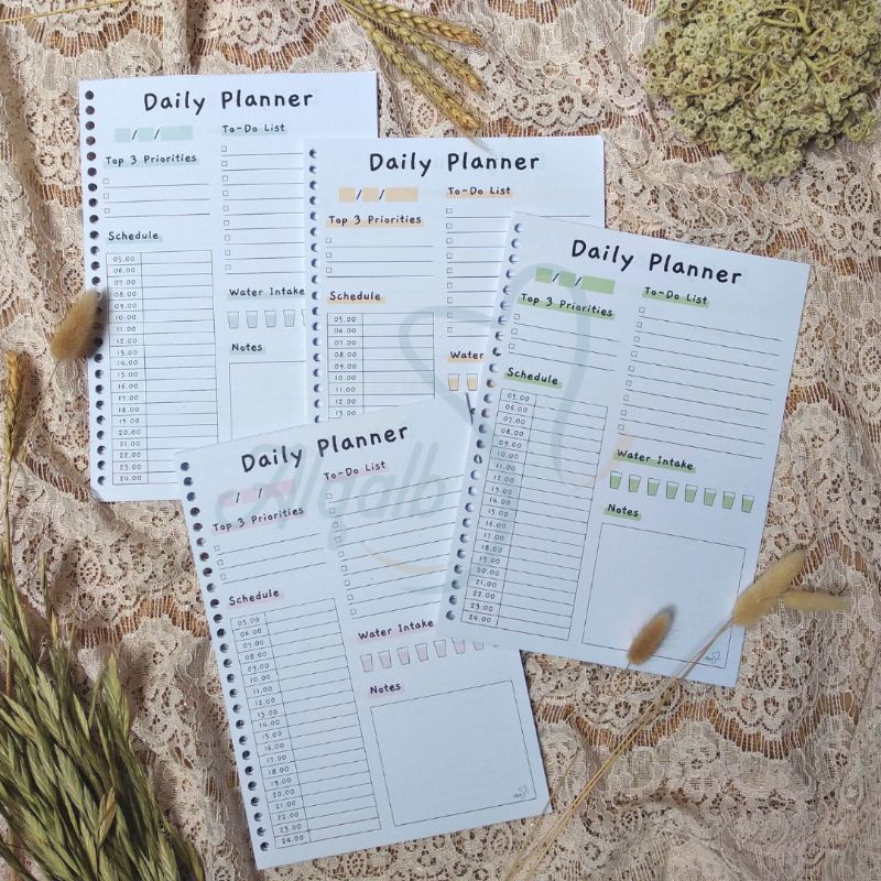 

Made by Alqalb | Daily Planner With Time Loose Leaf Kertas Binder A5 B5