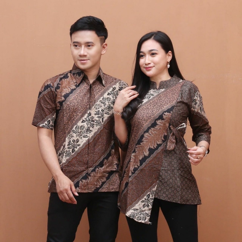 Atasan Blose Batik Wanita Couple Hem Batik Pria Best Seller Katun - Motif Lavender