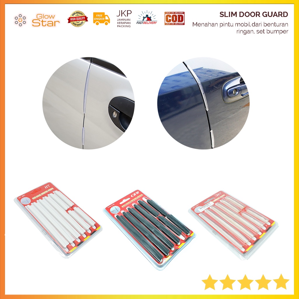 Slim Door Guard Car Door Bumper 8 pcs Black, White, Transparan, Pelindung pintu mobil