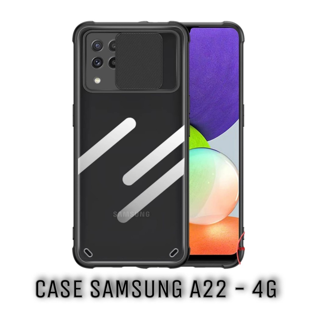 Promo Case Samsung A22 4G Paket 3in1 Hard Case Fusion Sliding Free Tempered Glass Layar dan Garskin