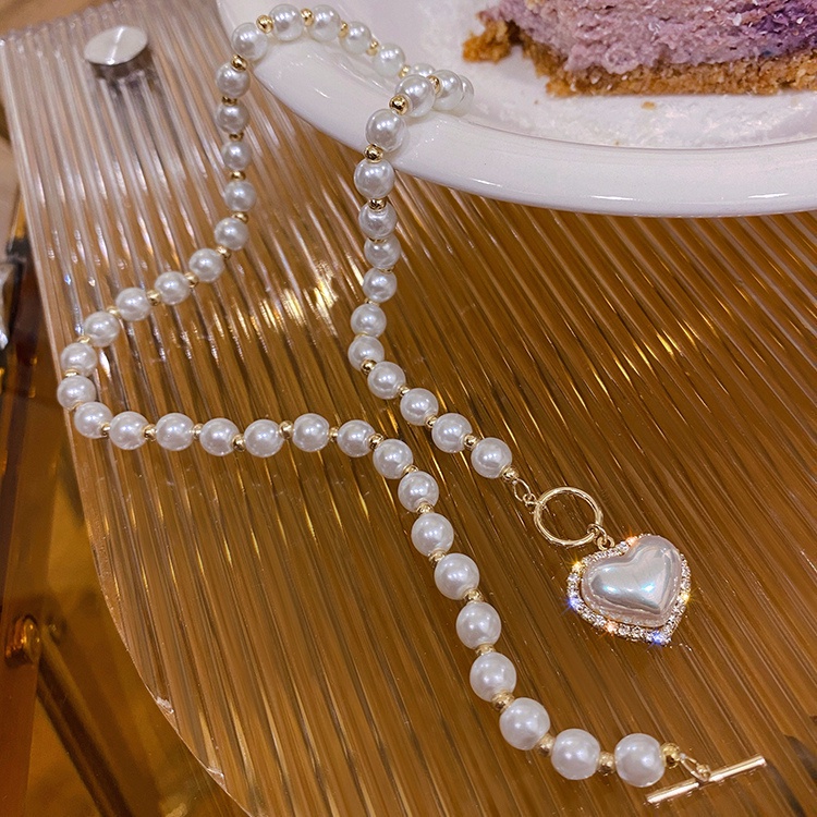 Kalung Liontin Mutiara Berlian Gaya Retro Korea Untuk Wanita