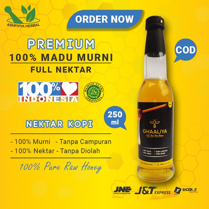 

Madu Lebah Asli Murni 100% Madu Hutan Ghaaliya Nektar Kopi Randu Uray Sahela Odeng Multiflora 250ML