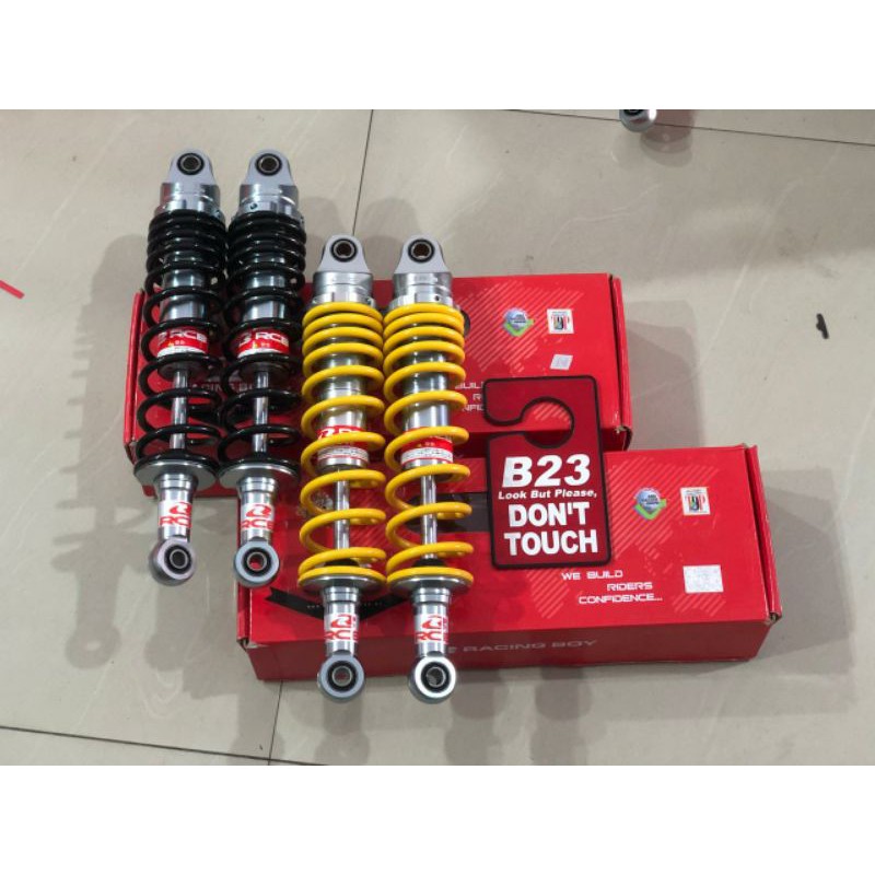 Shock rcb c series bebek 335mm supra kharisma gl mega pro rx king racing boy suspension yellow hitam
