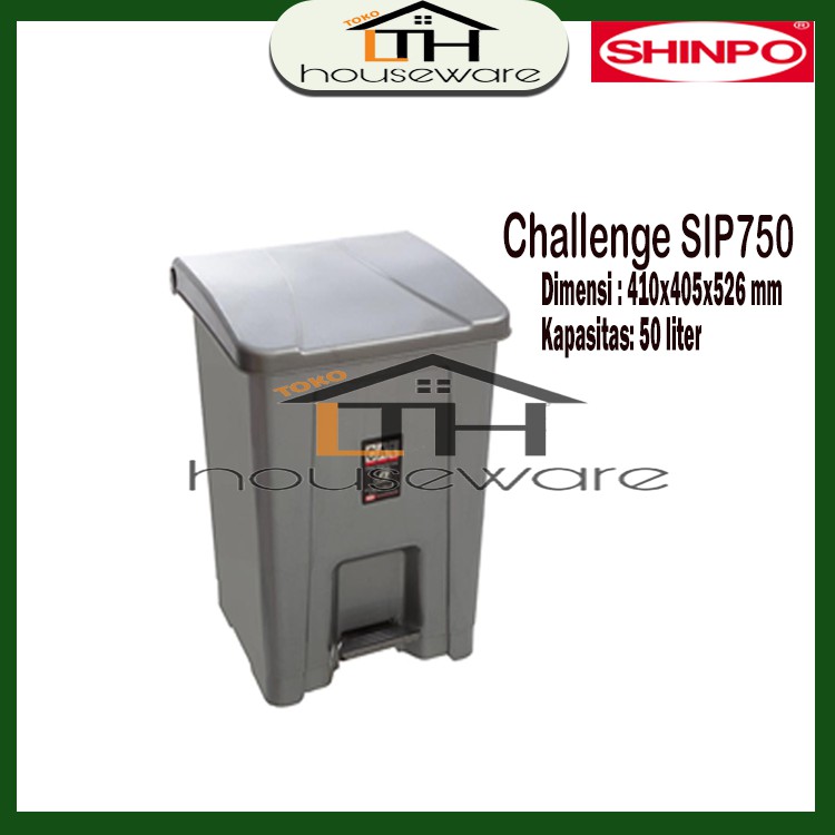 TEMPAT SAMPAH  INJAK SEGI 50 LITER-CHALLENGE-SHINPO PLASTIK SIP750-TONG SAMPAH INJAK