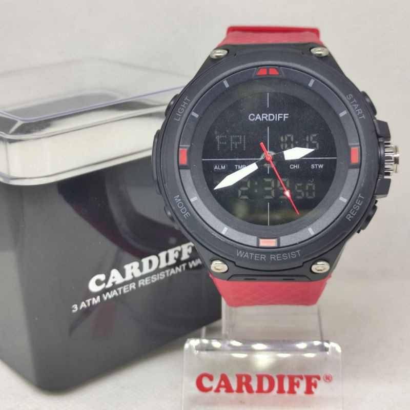Cardiff original jam tangan pria dual time anti air bisa di pakai berenang/jam digital