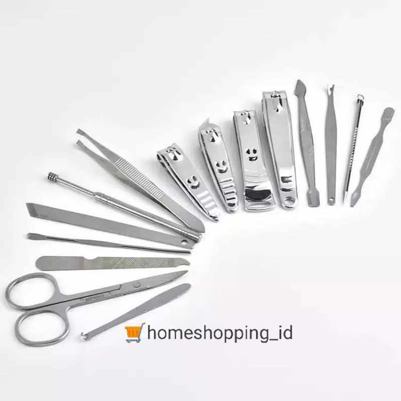 gunting kuku set manicure pedicure pouch 15 in 1