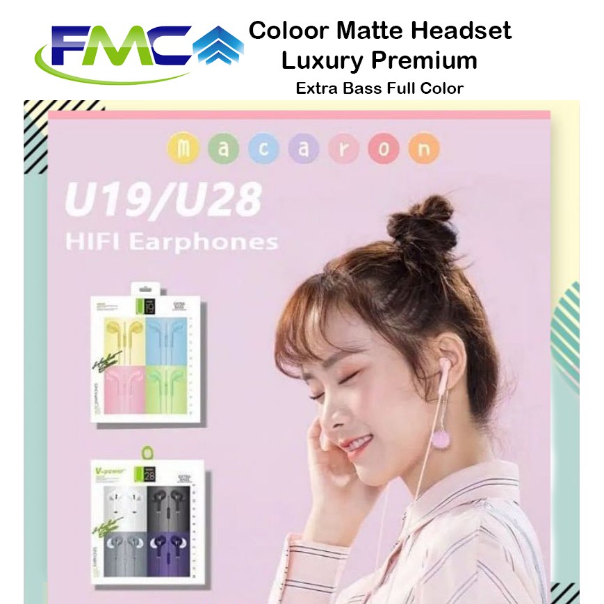 Headset Warna Macaron Earphone Handsfree Lucu Imut Full Xtra Bass Jack 3.5mm Universal