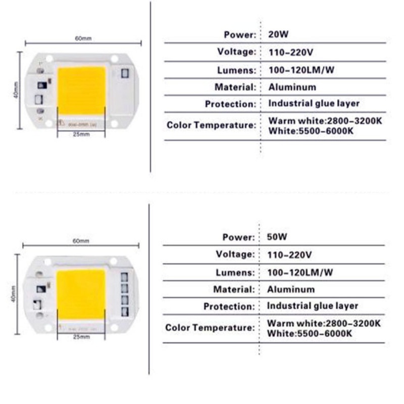 Chip Lampu COB LED Pengganti Cadangan Floodlight Spotlight