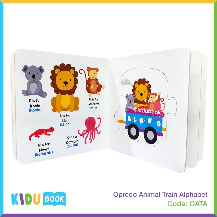 Buku Bayi dan Anak Belajar Mengenal Huruf Opredo Animal Train Alphabet Kidu Baby