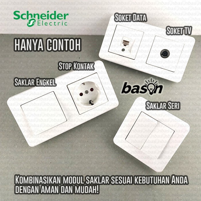 SCHNEIDER Leona Double Outlet - Stop Kontak &amp; Saklar Kombinasi