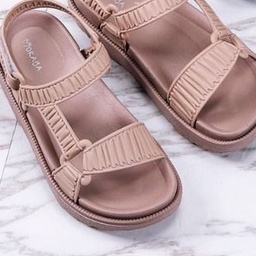 Sandal Let Gunung Jelly Wanita Tali Sambung Kerut Segitiga Kece Import Mokaya / Size 37-41 (8868-B1/8038-A3)-CREAM