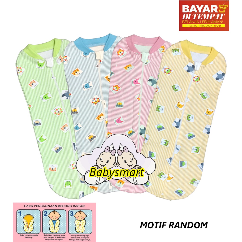 Babysmart - 1 PCS Bedong Bayi Instan Resreting tanpa Topi RYN Bahan 100% Katun DK